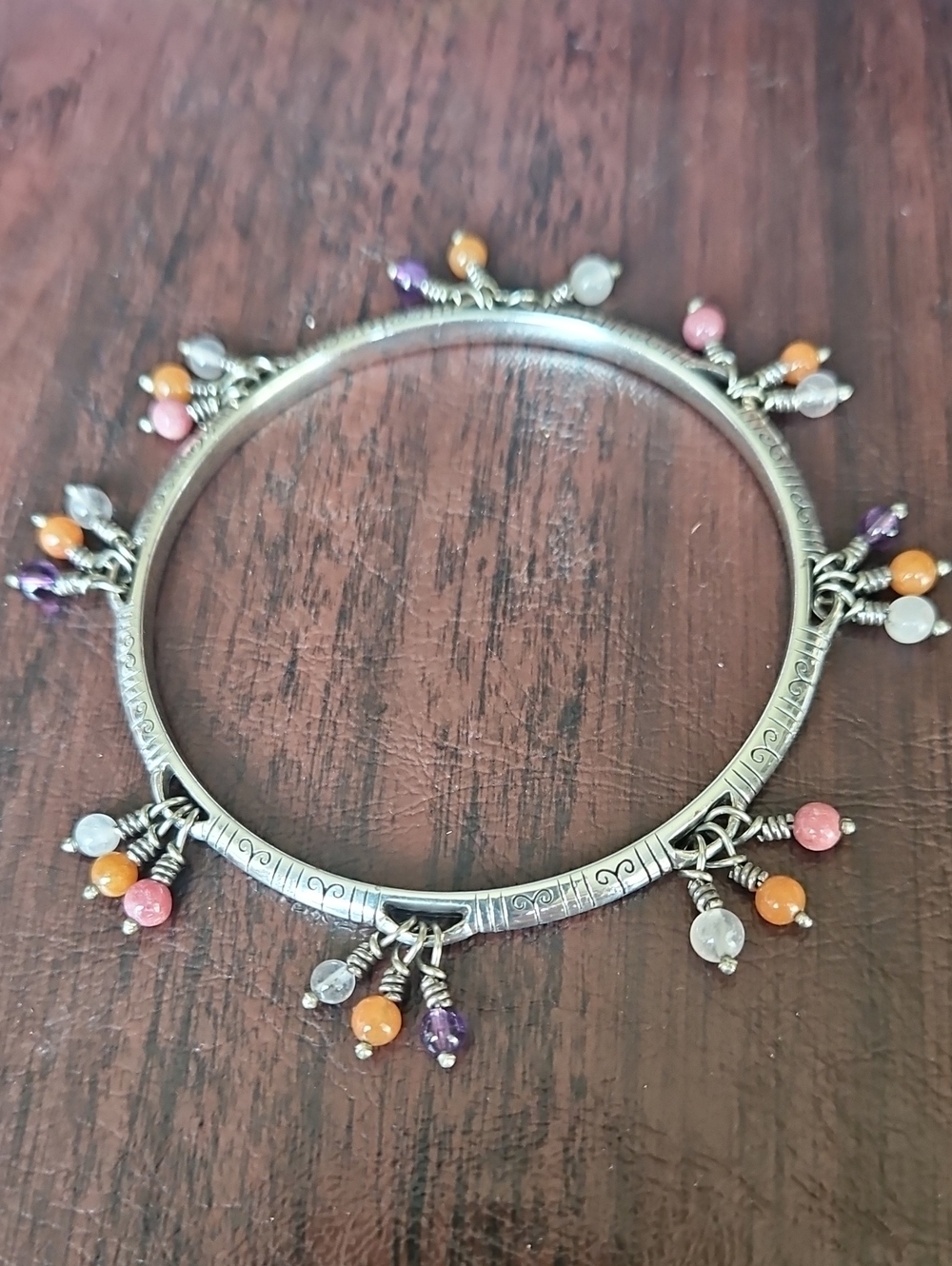 Brighton Bead Bangle Orange Purple Pink And Clear